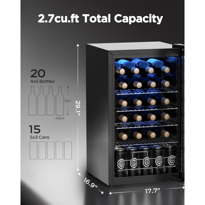 Furnimics 17.7'' 24 Bottle Single Zone Freestanding Wine Refrigerator